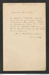 Nachlass Franz Steindachner, Brief von Josef Szombathy an Franz Steindachner (05.05.1881), Inv.Nr. 534.01, Seite 1
